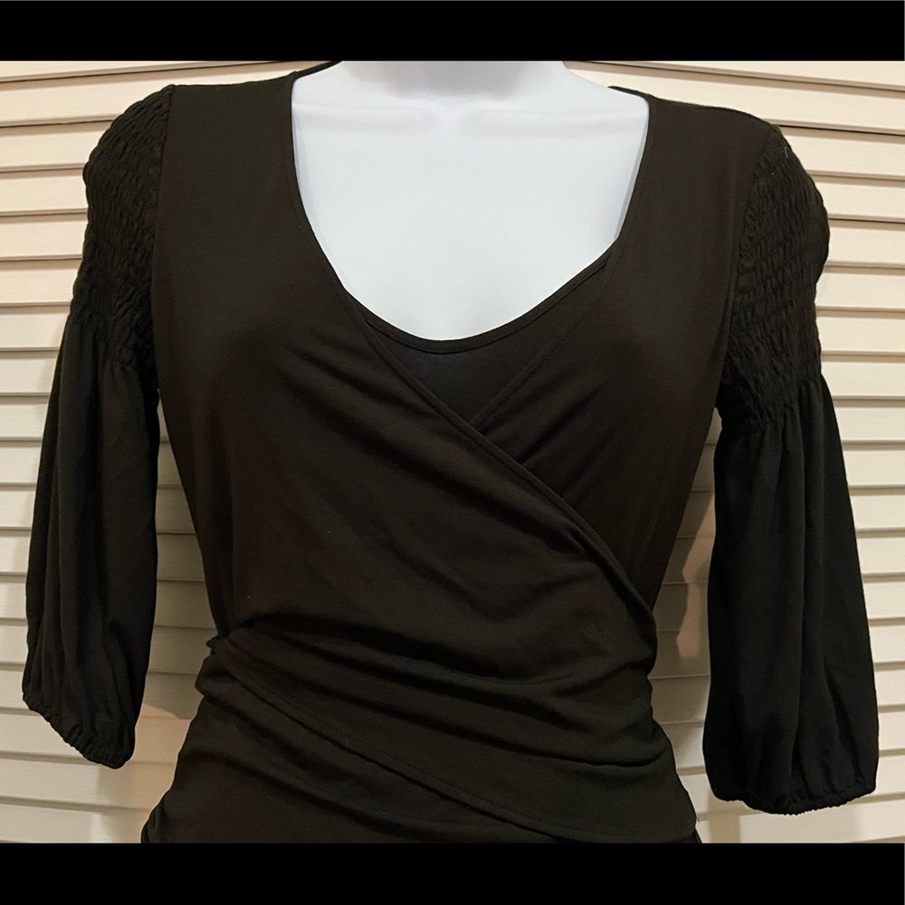 NWT Theory gorgeous draped leotard wrap waist dress rayon jersey w/ 3/4 sleeves - Picture 3 of 8